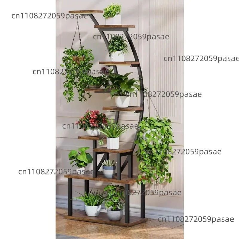 Flower Stand Multi-Tier Indoor Plant Stand Balcony Living Room Rustic Floor-Standing Wrought Iron Planter Rack