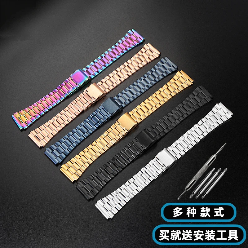 18mm Stainless Steel Watchband For Casio AE1200 1300 A159/A158/A105/A168/A169 AE1200/1300/AE500W Small Square Block Metal Straps