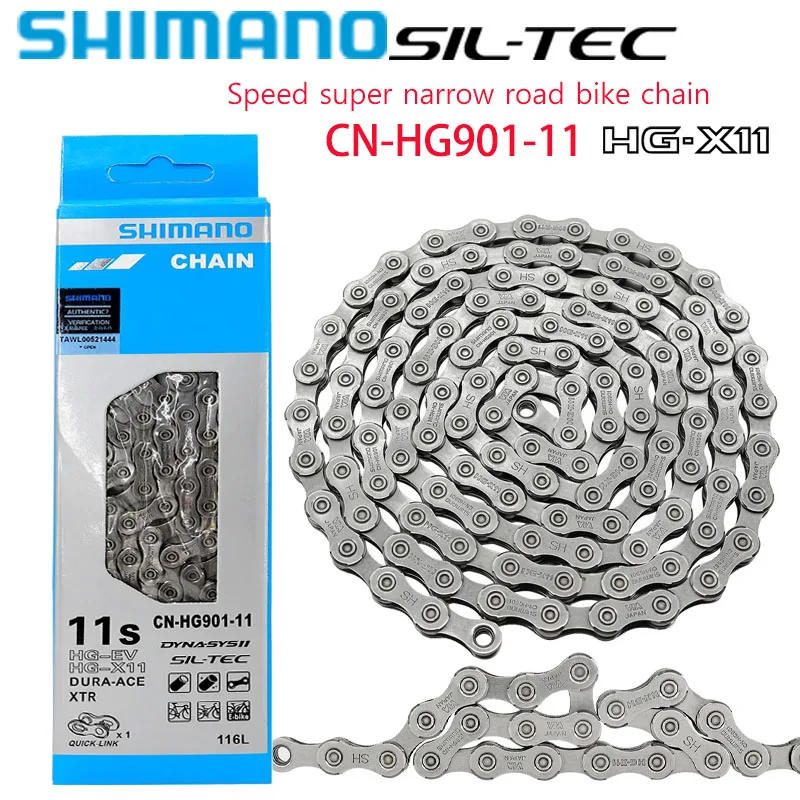 SHIMANO CN-HG901-11 Speed Ultra Narrow Chain SIL-TEC  116L Suitable for Ultegra 6800 R8000 XT M8000 Chain MTB Bike/Highway 11V