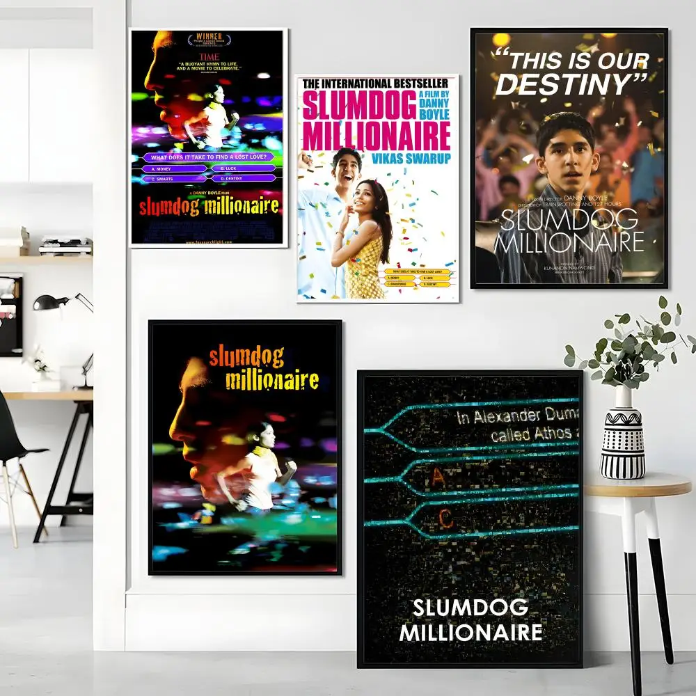 Klassisches britisches Drama-Poster „Slumdog M-Millionaire“, selbstklebende Premium-HD-Wanddekoration – zum Abziehen und Aufkleben, rückstandsfrei