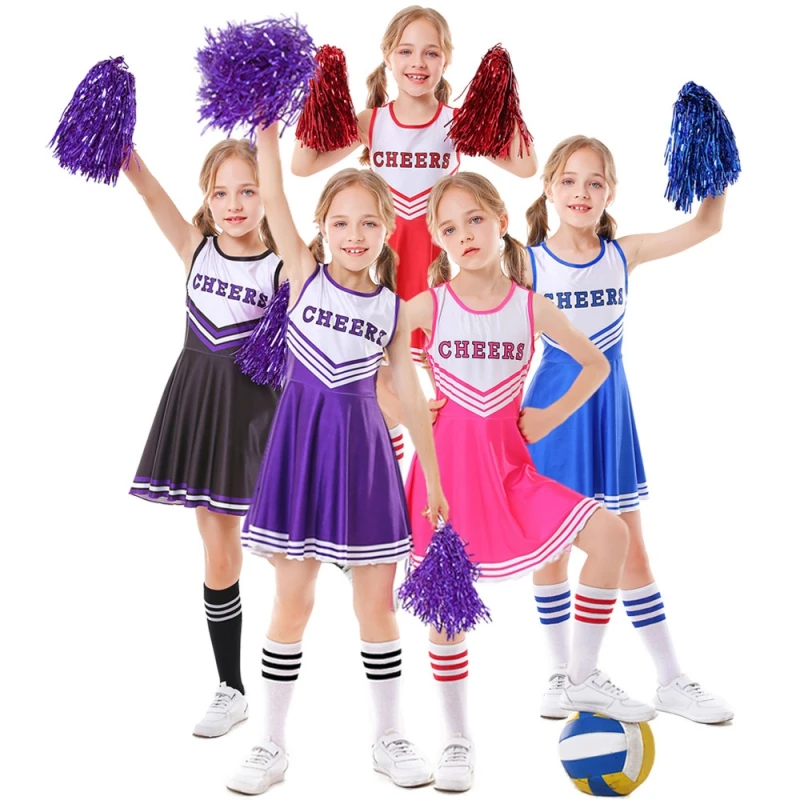 Breathable Cheerleader Children School Girls Outfits Dress Fancy Cheerleader Team Sports Uniform Outfits