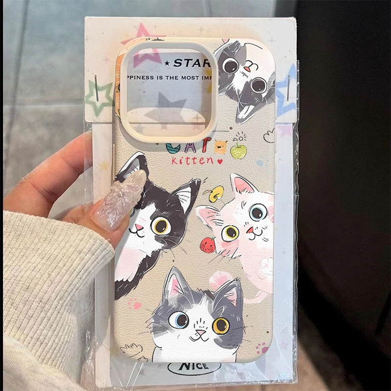 

For Samsung A56 5G Cases Cute Cartoon Cat Phone Case For Galaxy A36 A26 A16 A55 A54 A53 A25 S25 Ultra S24 FE S23 Plus S22 Cover