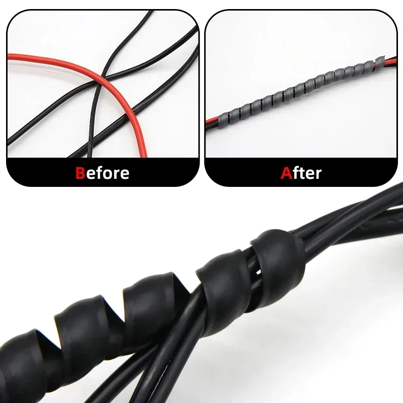 1/2/5Meters 8mm ~ 35mm Line Organizer Pipe Protection Winding Wire Protector Wiring Band Flexible Spiral Cable Wrap Tube