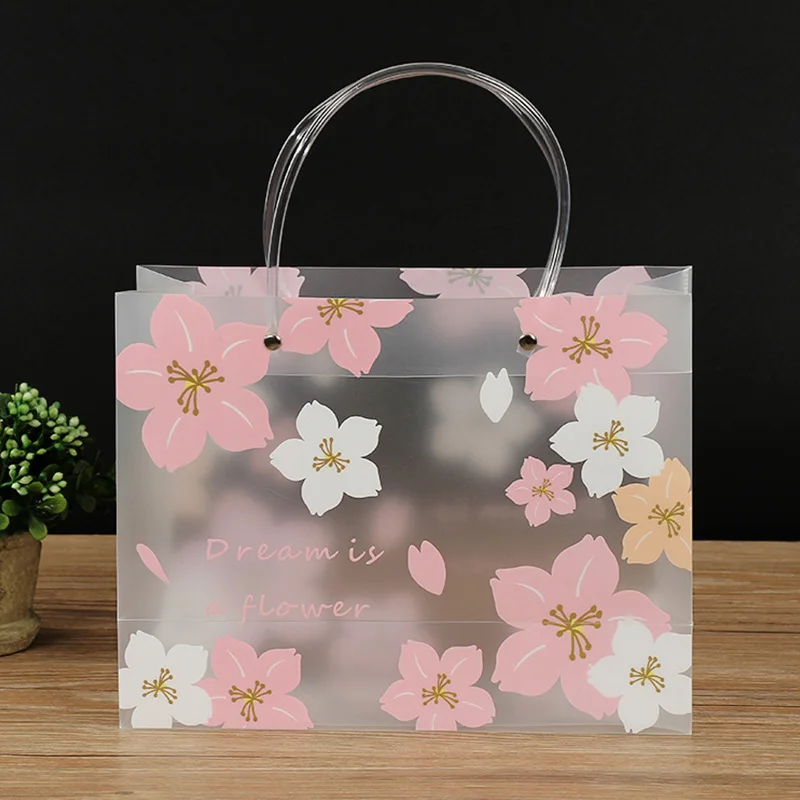 1pc Transparent Gift Bags For Wedding Birthday Party Souvenir Tote Bag Printed Handbag Waterproof Candy Gift Packaging Bag