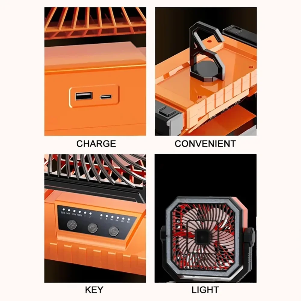 Multi Functional Camping Fan Tent Fan With LED Lighting And USB Output Charging Port Suitable For Outdoor Tourism Camping
