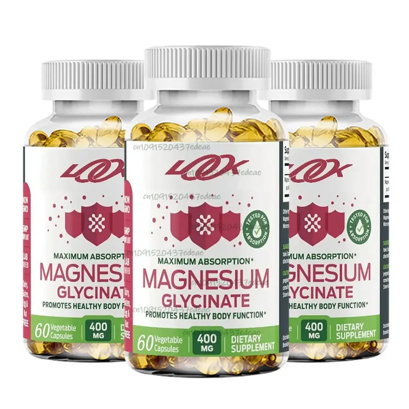 

60 Capsules Pure Glycine Magnesium High Absorption for Stress, Bone, Muscle, and Heart Health, Non Genetically Modified