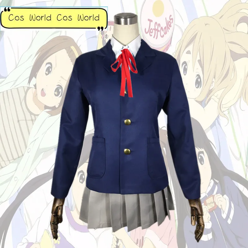 Anime K-ON! Cos Man Vrouw Cosplay Jk College Uniform Kostuum Volledig Set Shirt + Jas + Rok + Vlinderdas Set