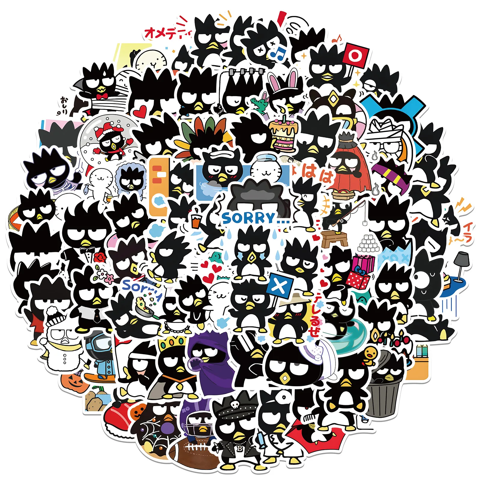 10/30/50/100PCS Funny Sanrio Cartoon BadBadtz Maru Stickers for Kids Toy Gift DIY Laptop Fridge Guitar Skateboard PVC Sticker