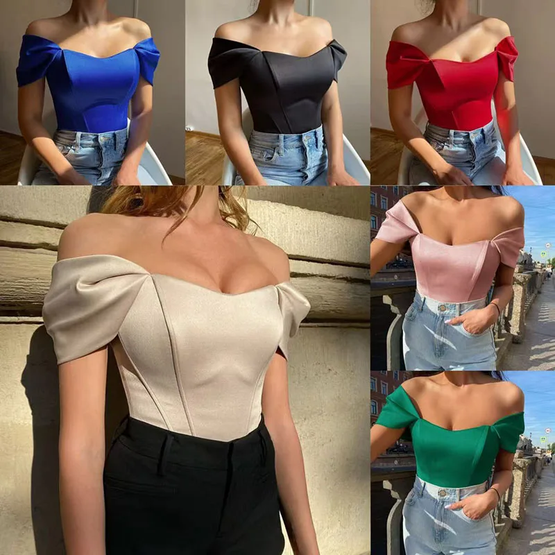 Retro Einfarbiges One-Shoulder-Korsett-Style Fischgräten-Trägerloses Top für Damen, Neues Sommer Slim-Fit Kurzes Top, Street-Style Tanktop