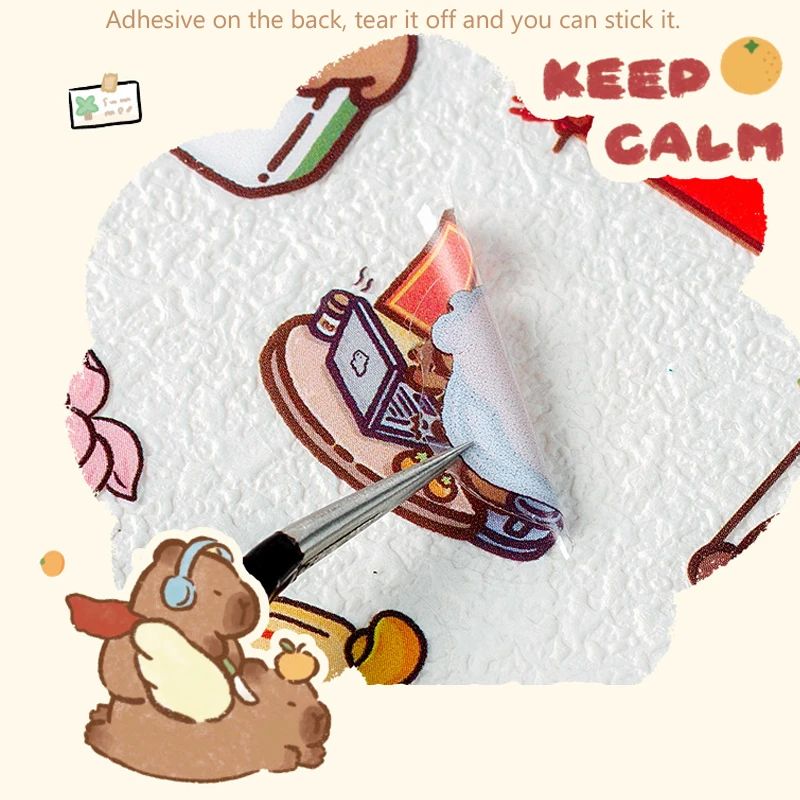 6pcs Cute Capybara Sticker Waterproof Kawaii Children Stickers   Pack Scrapbook Korean Stationery Art Supplies Diary Decoration