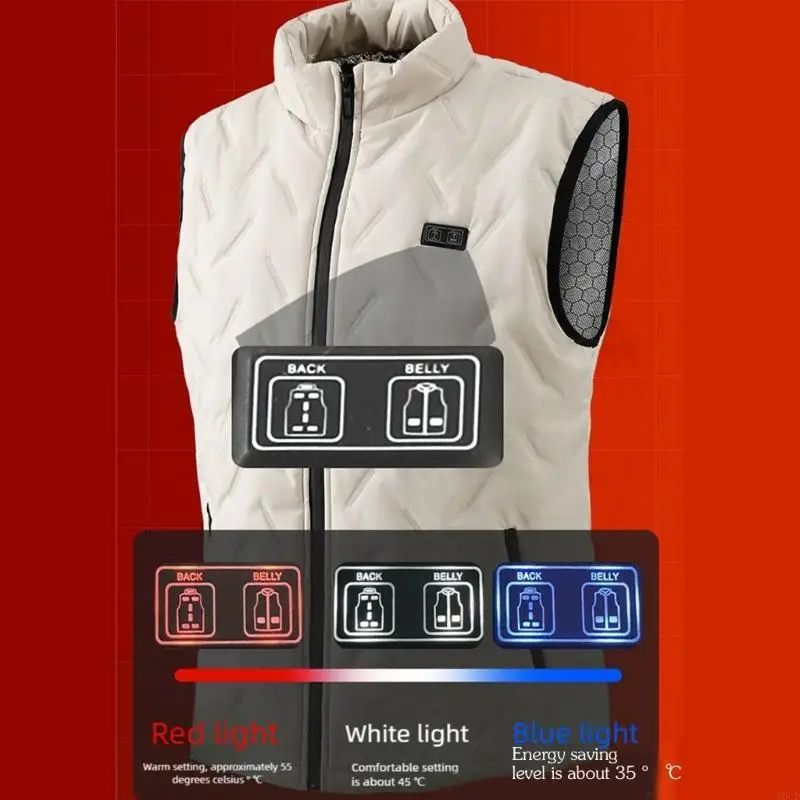 M6CD 9 구역 가열 조끼(USB 전원 제어 포함) 방풍 스탠드 칼라 야외 스포츠용 겨울 열 민소매 코트