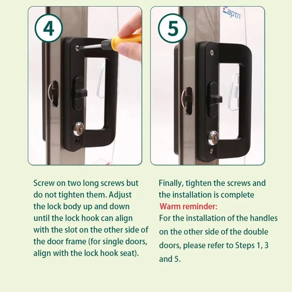 قفل باب منزلق من سبائك الألومنيوم مع مقبض مضاد للصدأ ومضاد للسرقة مجموعة قفل الباب مع مفتاح سهل التركيب أقفال سحب الباب #2