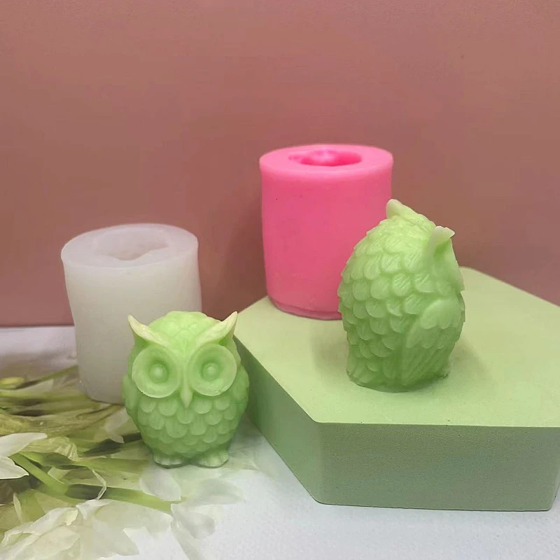 Stampo per candele in silicone con gufo 3D - Piccolo animale carino fai-da-te per realizzare candele, sapone fatto a mano, gesso, artigianato in resina e decorazione di torte