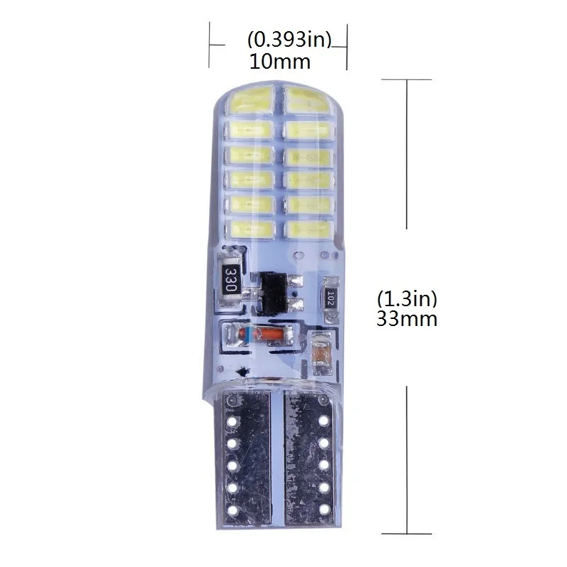 50PCS T10 W5W Car LED Signal Bulb Interior Light 12V Super Bright Auto Reading Light License Plate Wedge Side Lamp Strobe 24SMD