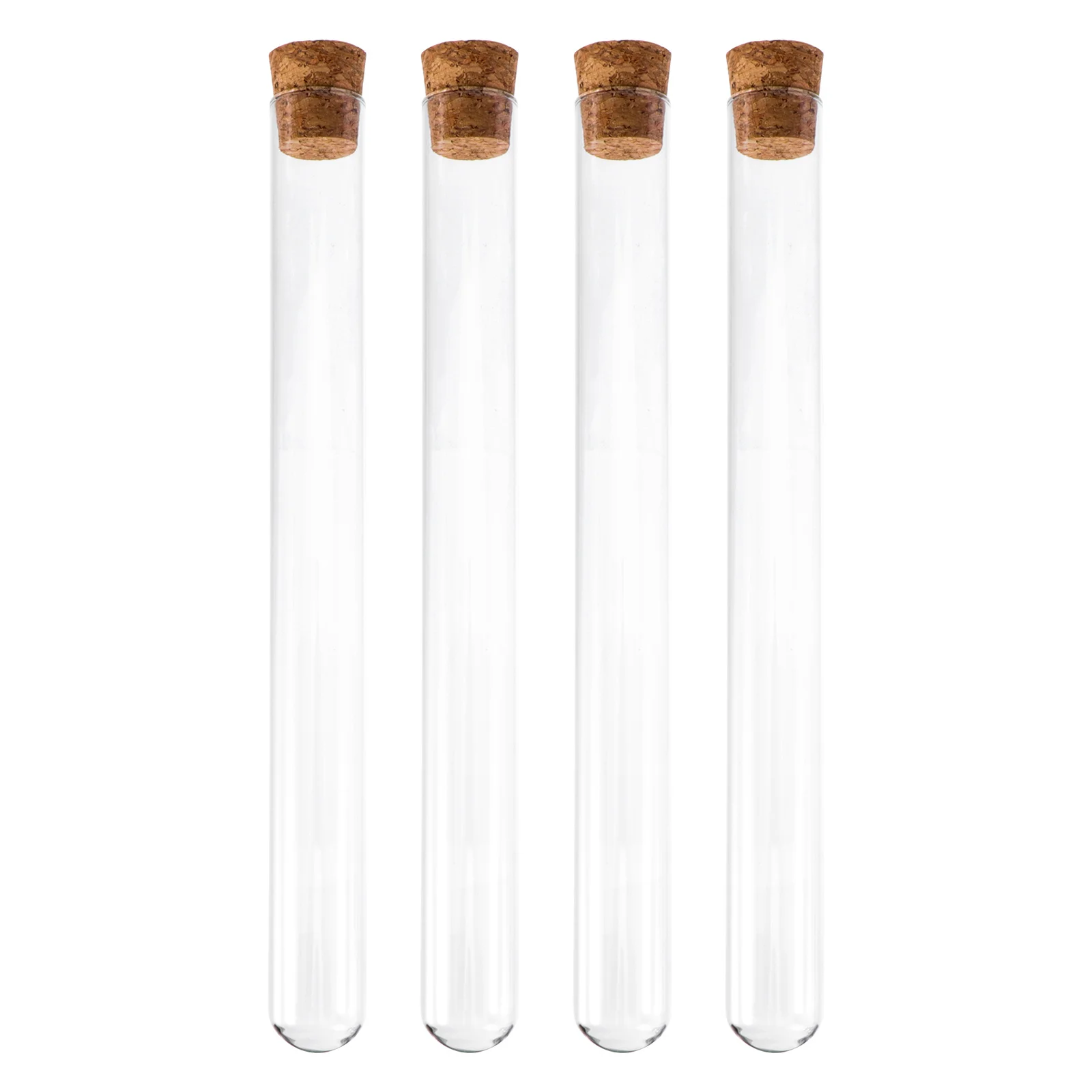 4Pcs Glass Test Tubes Clear Flat Round Bottom with Cork Stopper for Science Experiments Liquid Storage Compact Travel