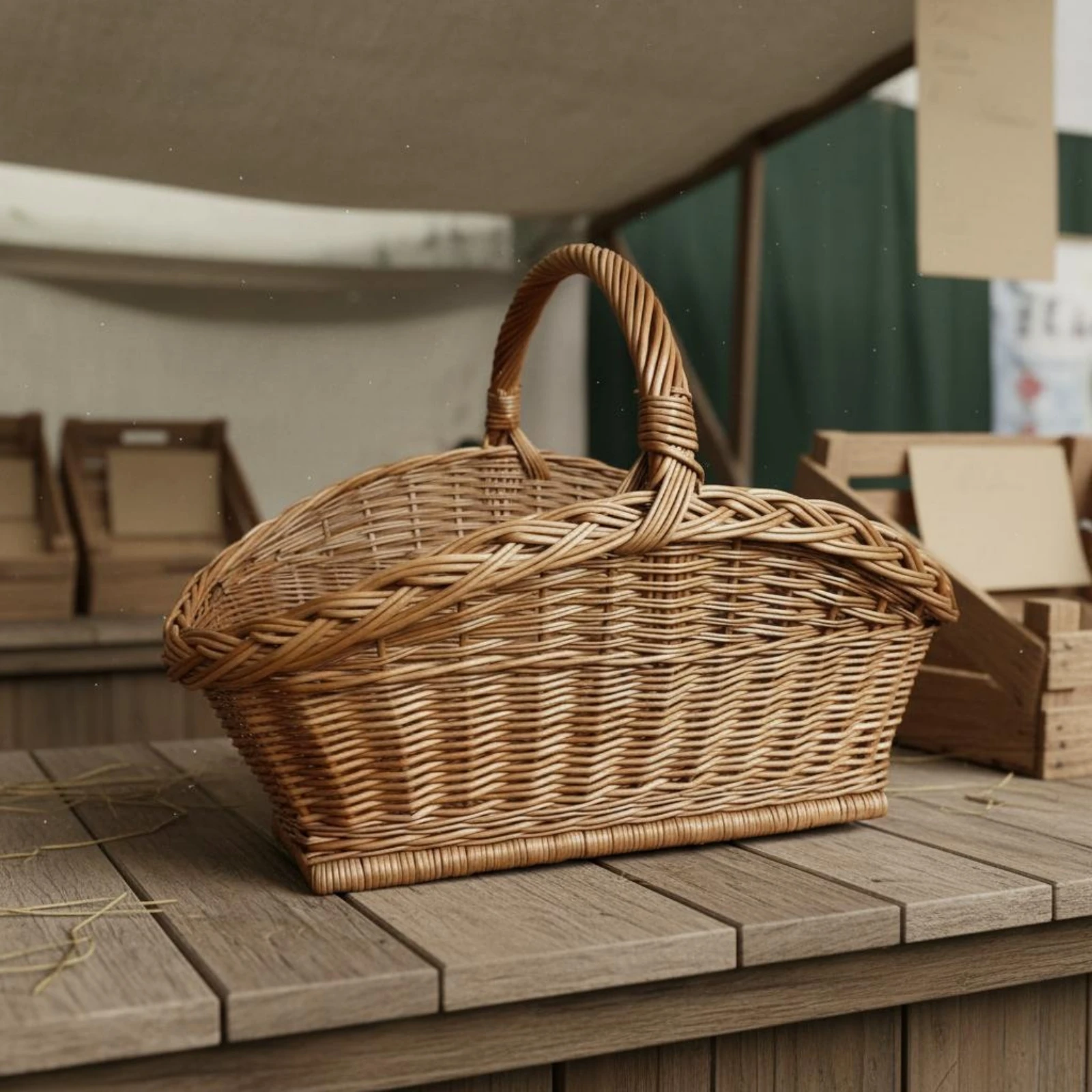Oval Wicker Basket Open Top Wicker Picnic Basket Household Storage Flared Body Carrying Container Reinforced Base view 3