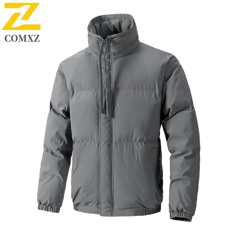 COMXZ Men Padded Jacket Classic Stand Collar Outdoor Camping Cold Resistant Coat Travel Cold Protection Autumn Winter Garment
