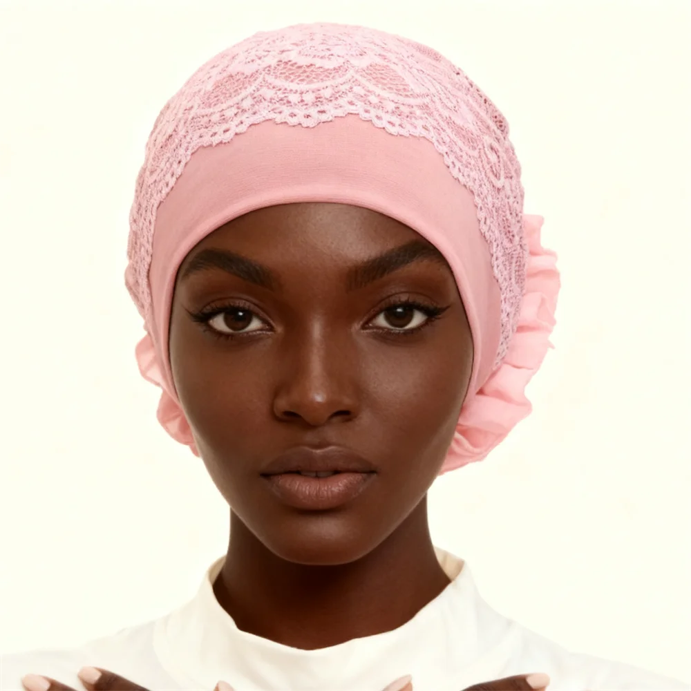 

Мусульманские женщины, кружевной хиджаб, шапочки от выпадения волос, платок, капот, цветок, тюрбан, индийский нижний шарф, головной убор от выпадения волос, шляпа Turbante Mujer