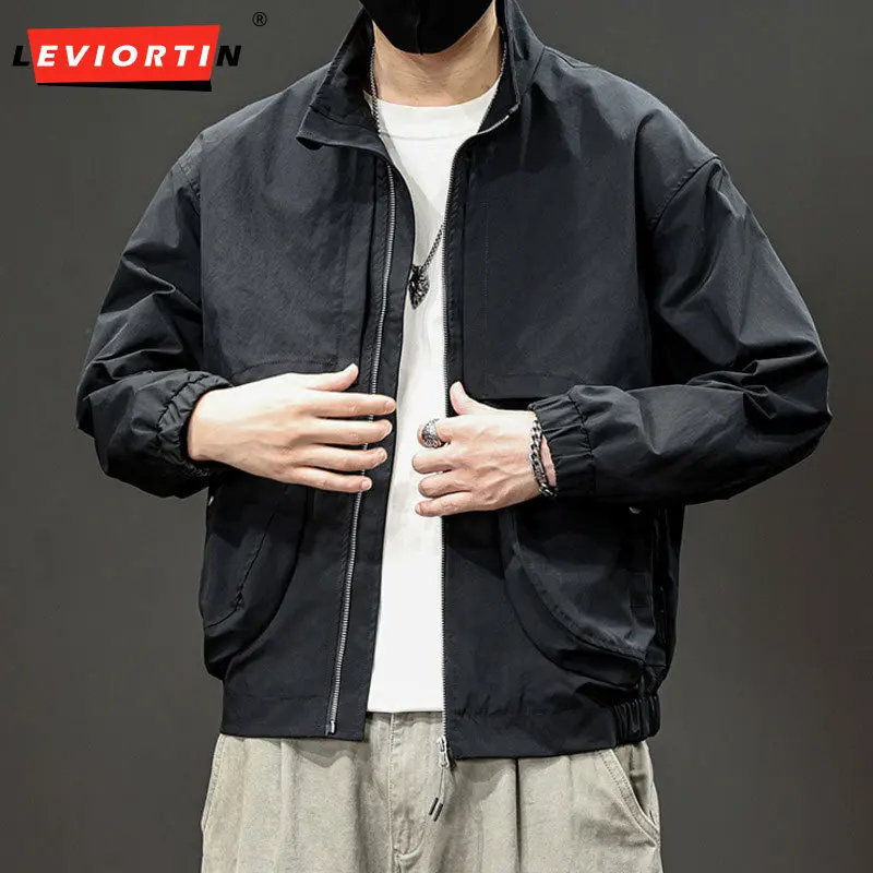 2025 Spring and Autumn New Men's Versatile Trendy Loose Casual Simple Three Dimensional Patch Bag Design Flip Collar Jacket