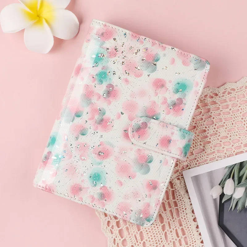 A6 PU Leather Flower Budget Planner 2024 Cash Envelope Savings Bill Diary Agenda Planner Loose-leaf Notebook Binder Paper Cover