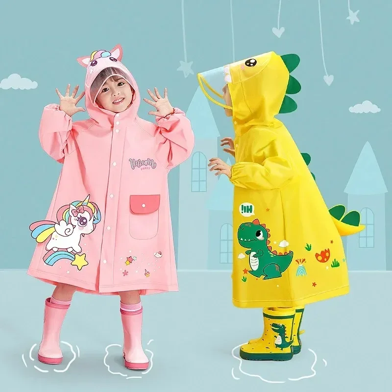 Children's Raincoat Girls Boys Kindergarten Preschool Elementary School Preschool Backpack Location Waterproof Raincoat for Kids