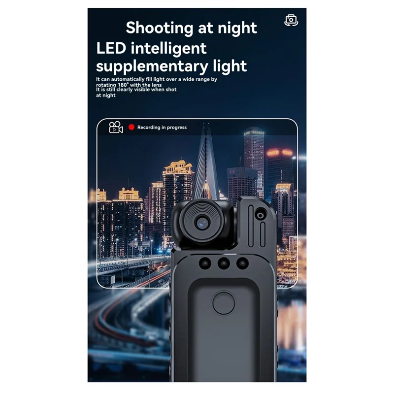 كاميرا للرؤية الليلية بالأشعة تحت الحمراء 1080P لمسجل إنفاذ القانون مع شاشة مشبك خلفي صغير لتسجيل الأدلة الأمنية