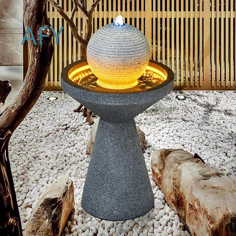 For Outdoor Garden Fountain Decor with Recirculating Water System Modern Minimalist Floor Standing Landscape for Hotel Lobby