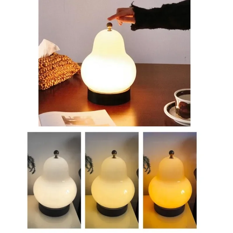 Rechargerble Table Lamps Vintage Pear LED Touch Dimming Lamp Home Lighting Bedroom Decor Bedside Nightlight LED Study Desk Light