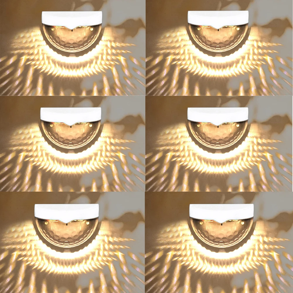 

6 шт. солнечные фонари для забора, палубные фонари, солнечные настенные уличные лампы, белые светодиодные лампы, освещение для сада, дома, патио, двора, лагеря