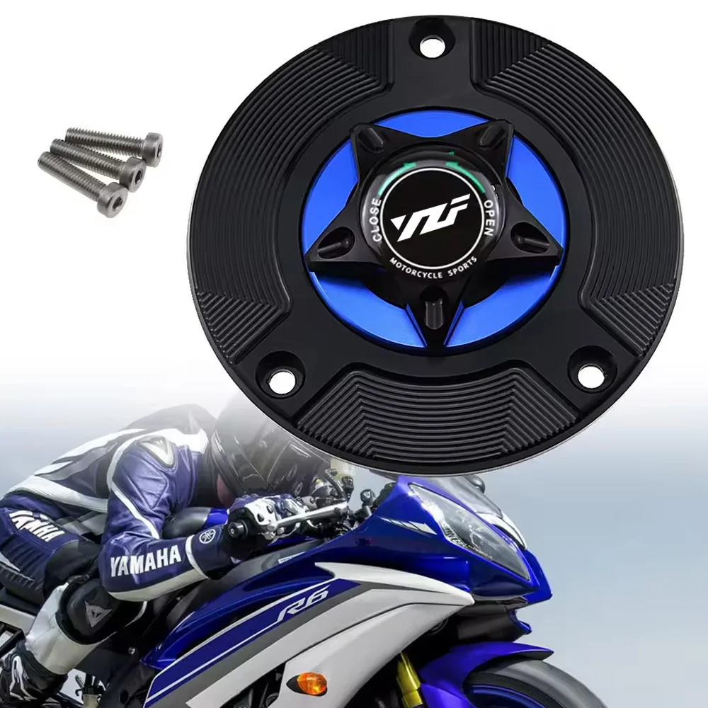 Motorcycle Keyless Quick Release Gas Fuel Tank Cap For YAMAHA  YZF R6 2006-2016  R1 2006-2014CNC Aluminum Oil Tank Cover Accesso