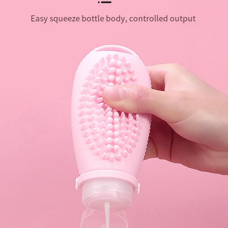Силиконовая дорожная многоразовая бутылка с щеткой для очищения лица, лосьон, косметические контейнеры для путешествий, A