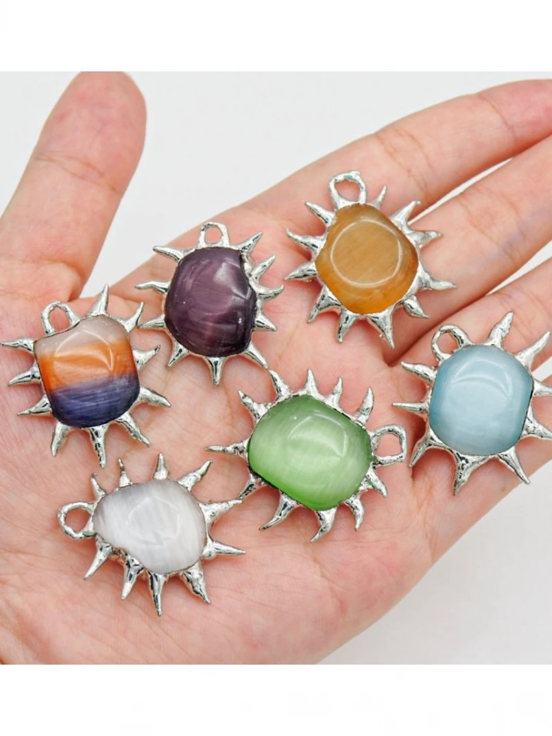 1Pcs Glass Organic Claws Spiky Free Form Bubble Claw Thorns Pendant Handmade Brutalist Y2k Soldered Silver Plated Jewelry