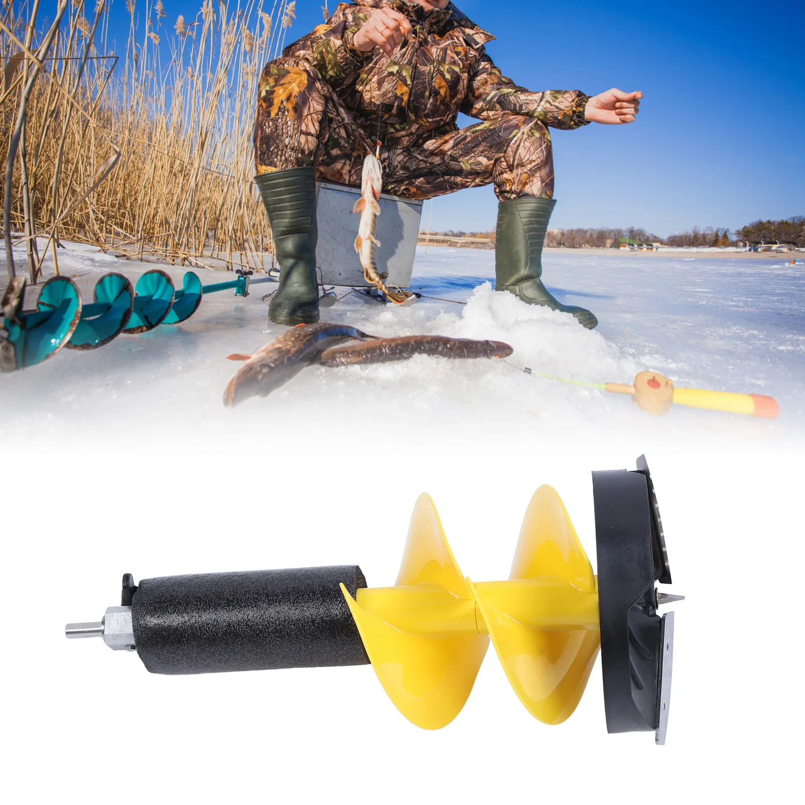 

Ice Auger Kit Electric Ice Auger Strong Power Smoothly Drilling Electric Ice Auger Kit for Fishing Emergency Winter Supplies