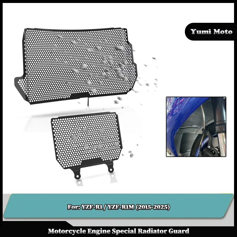 

For YAMAHA YZFR1 YZFR1M 2015-2025 YZF-R1 YZF-R1M 2024 2023 2022 2021 2020 2019 Motorcycle Radiator Grille Guard Oil Cooler Cover