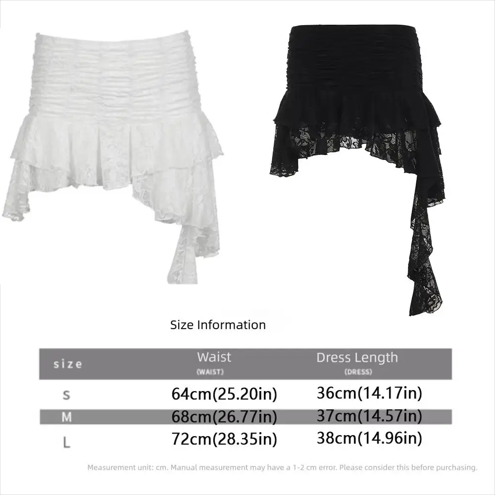 Lace Irregular Puffy Cake Skirt Women Ribbon Textured Lace Velvet Short Skirt High Waist Multi-layer a-Line Short Skirt Women