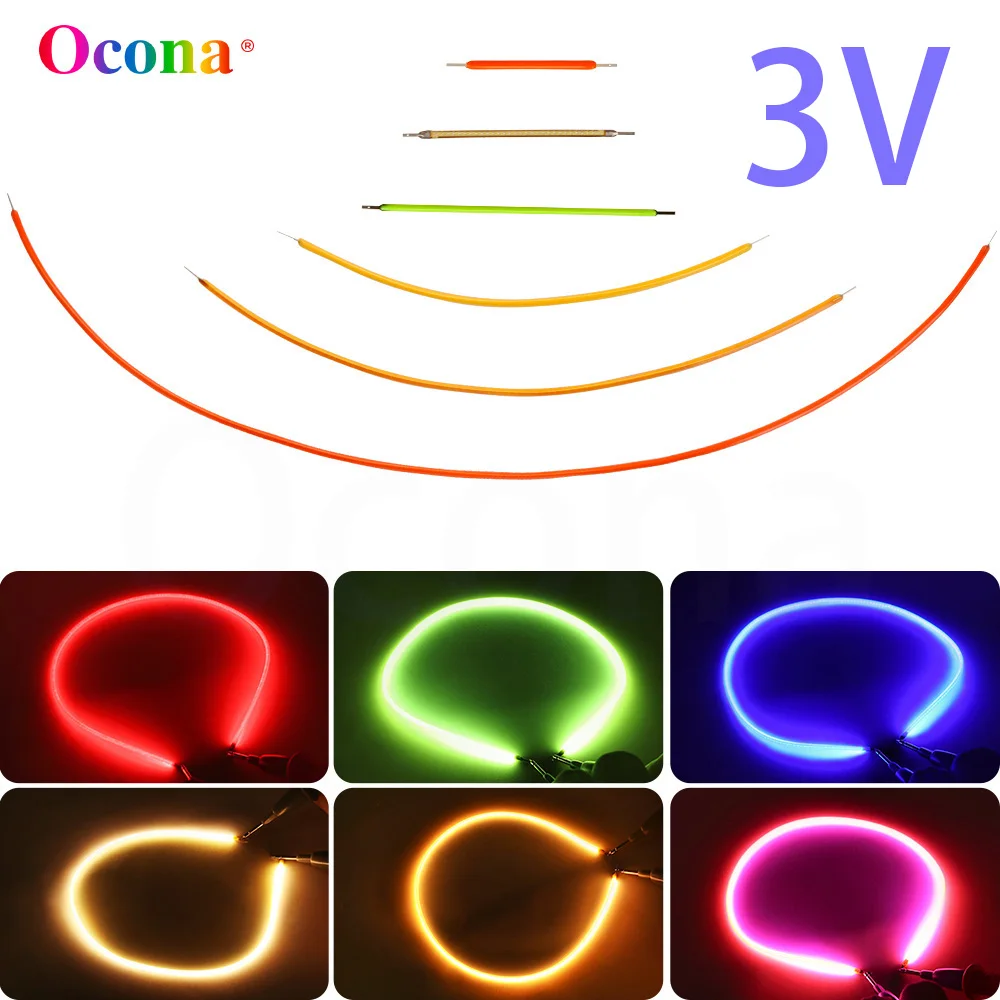 5szt Elastyczny żarnik COB LED DC 3V do żarówek Retro Edison Spiral DIY Diode Lighting 40mm 180mm 300mm Różowy Ciepły Biały Czerwony Niebieski