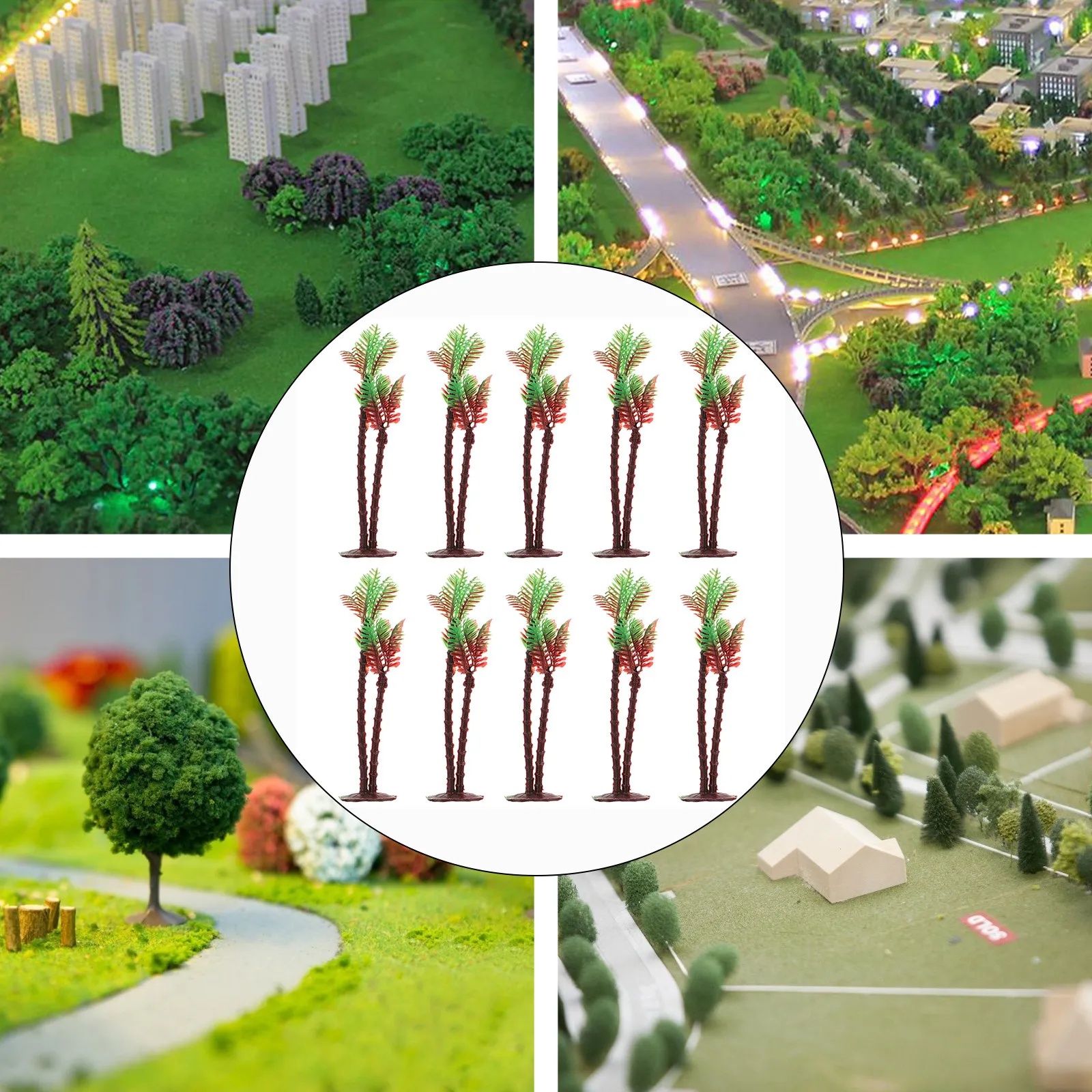20Pcs Miniature Coconut Tree Decor Set Realistic Lifelike Sand Table Landscape Tree Micro Landscape Decor for DIY Scene Building