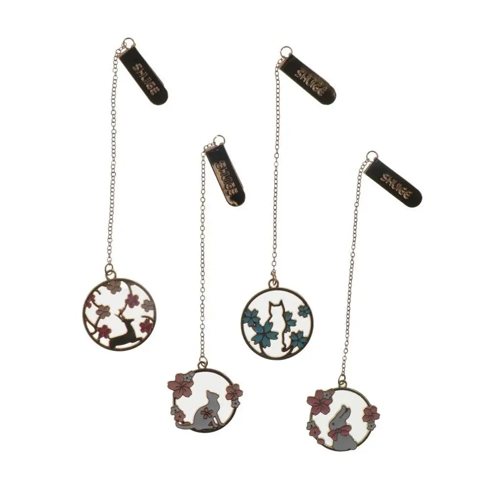 Creative Cherry Blossom Bookmark Page Sign Pet Design Book Clip Reading Pages Rabbit Pendant Bookmarks School Supplies