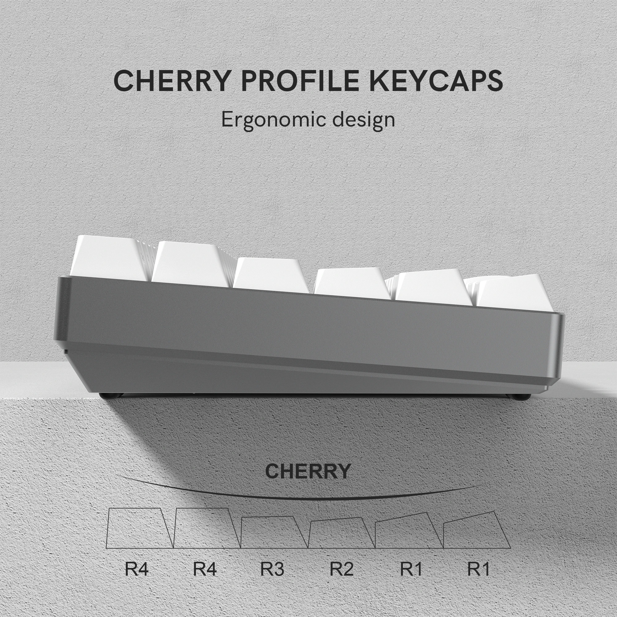 Cherry Profile PBT Keycaps White Side Printed Double Shot Shine Through Keycaps 123 Keys for MX Switches Mechanical Keyboards