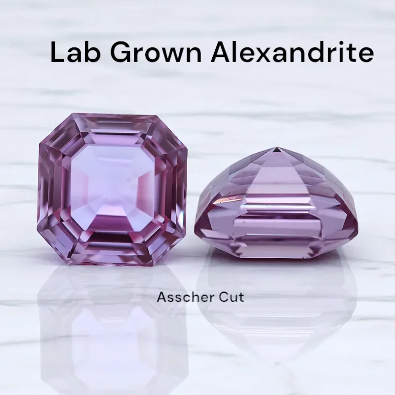 Lab Grown Alexandrite Change Color Stone Asscher Cut Loose Gemstone For Earrings Pendant Jewelry Diy Making