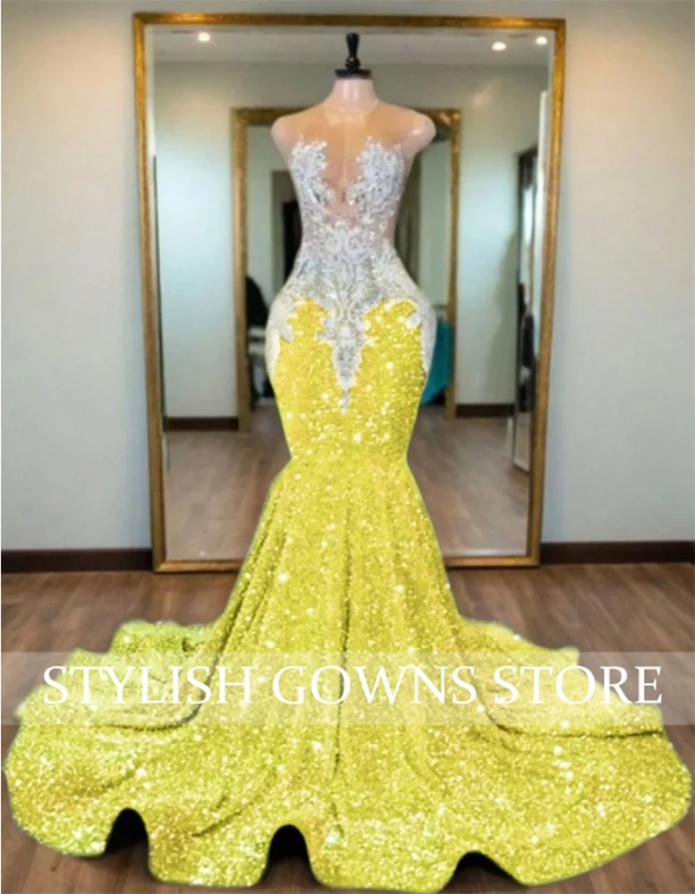 Orange Luxury Long Prom Dress 2025 Black Girls Beaded Appliques Birthday Party Gown Sequined Wedding Dresses Customized