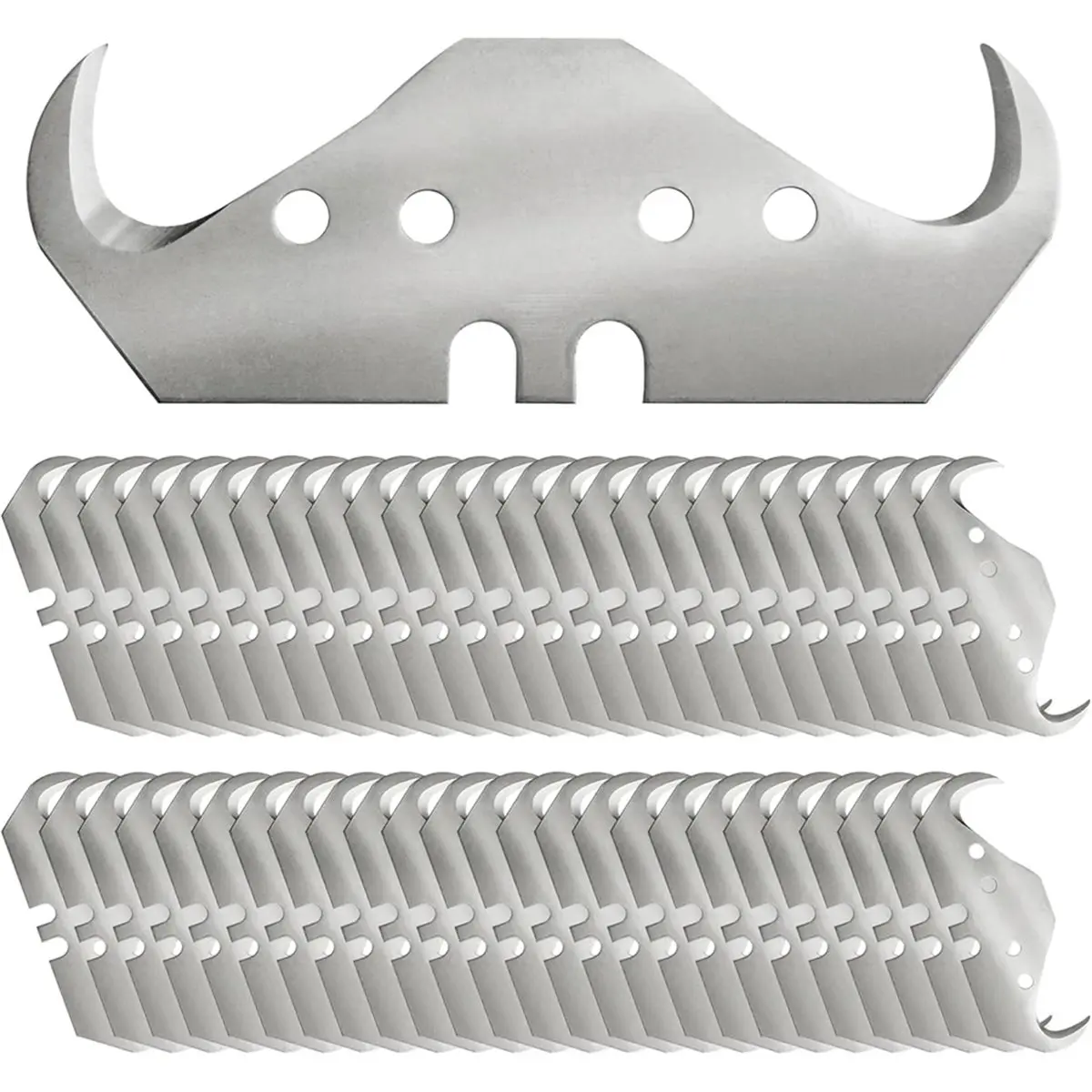 Budget-Friendly-50PCS Utility Hook Blades,Safety Horn Knife Blade for Wallpaper, Cutting Carpets, Roofing, Industry Materials