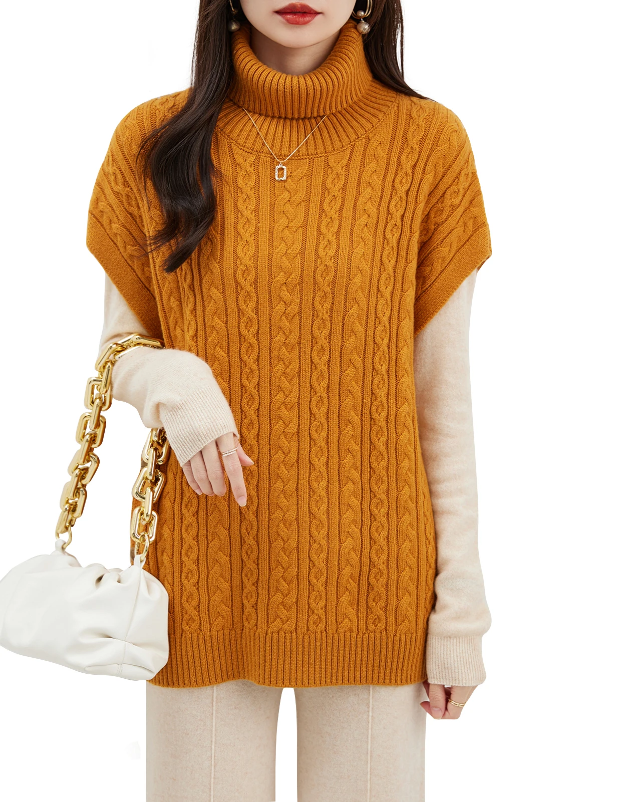 

EU Size Sweater Merino Wool Women's Sweaters 2023 Fall Winter Fashion Turtleneck Tops Knit Vintage Long Pullover Female Clothing