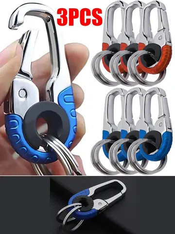 Keychain Buckle for Men Stainless Steel Key Ring Key Chain Hook Outdoor Carabiner Climbing Keyfob Accessories