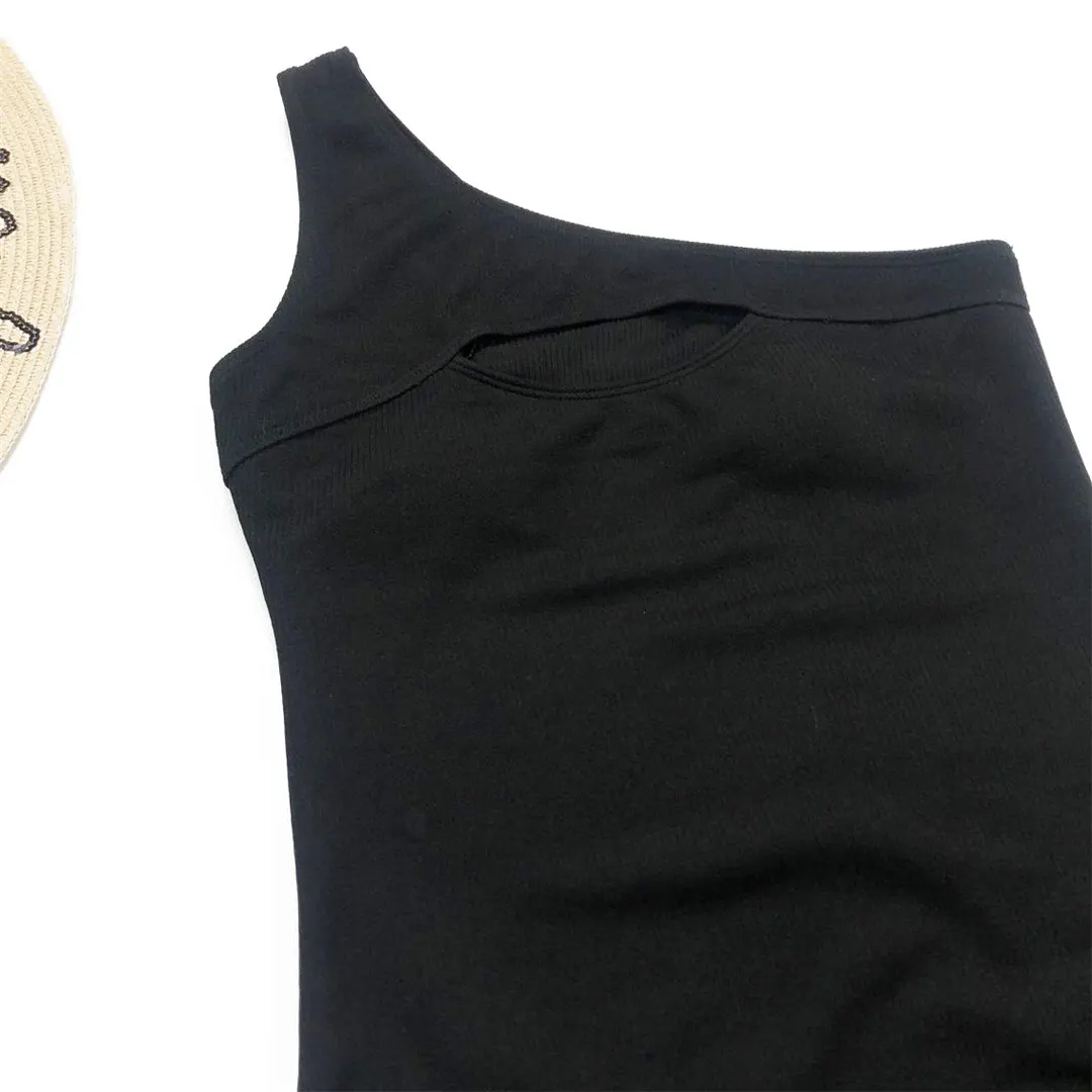 Einschultriger Monokini-Badeanzug mit Cut-Outs, gerippt, orange, einteiliger Badeanzug, sexy, schwarz, Damen-Bademode V1981 – Detail 19