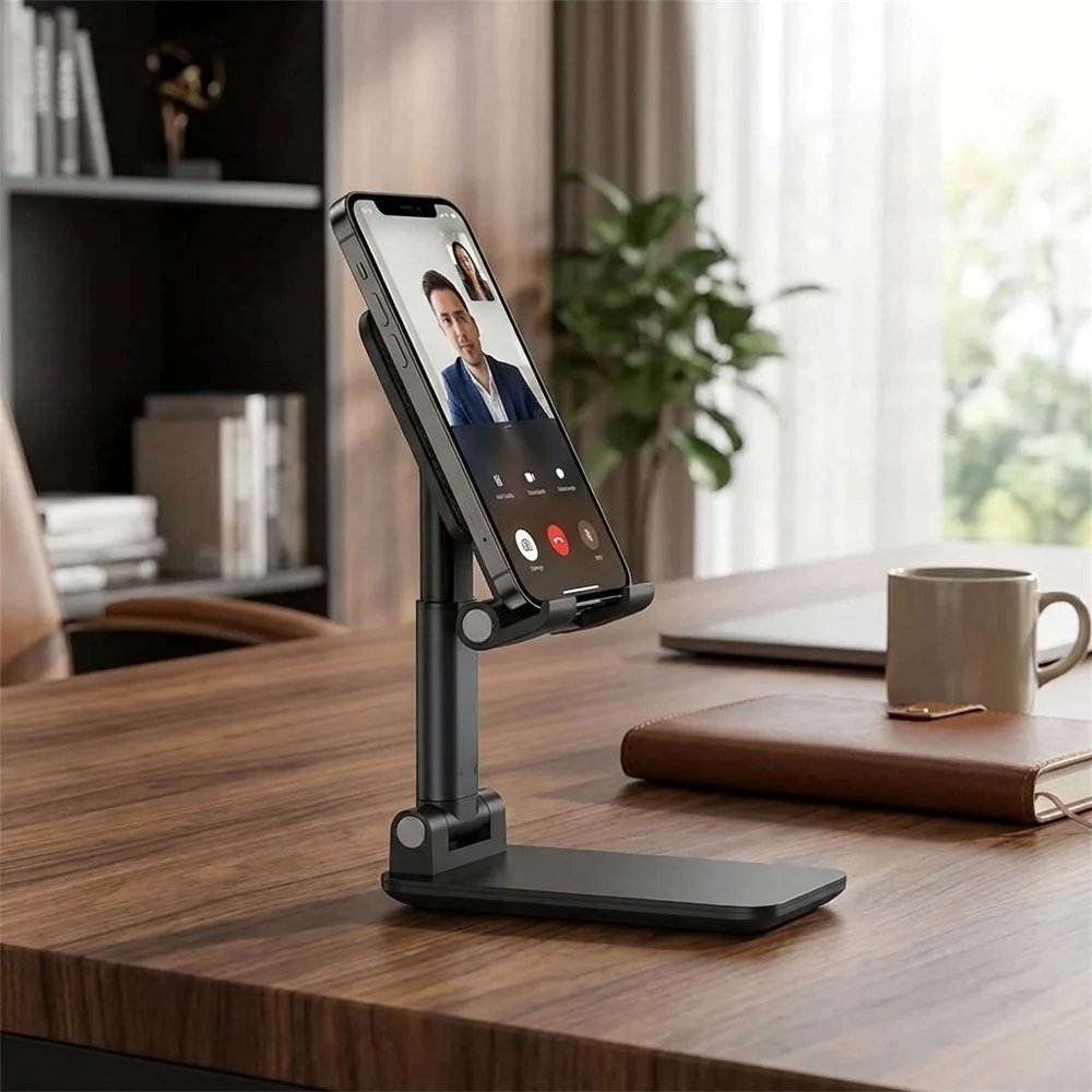 

Adjustable Foldable Desktop Phone & Tablet Stand Universal Portable Cell Phone Holder 80° Rotatable Height Adjustable Anti-slip