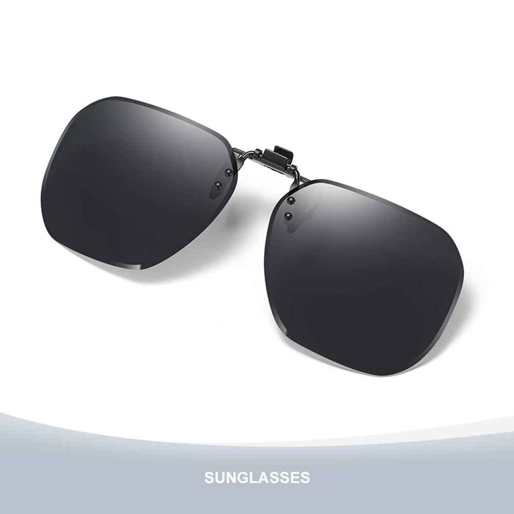 

Metal Clip Clip-On Polarized Sunglasses Convenient Rimless Flip-up Sun Glasses for Prescription Glasses UV400 Polygonal Shades