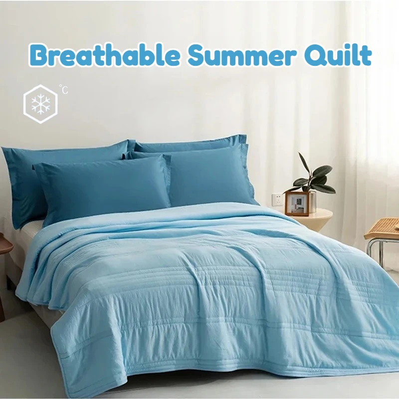 

Summer Cool Blanket Cooling Air Condition Quilt Skin-friendly Breathable Lightweight Blankets Solid Color Washable Comforter