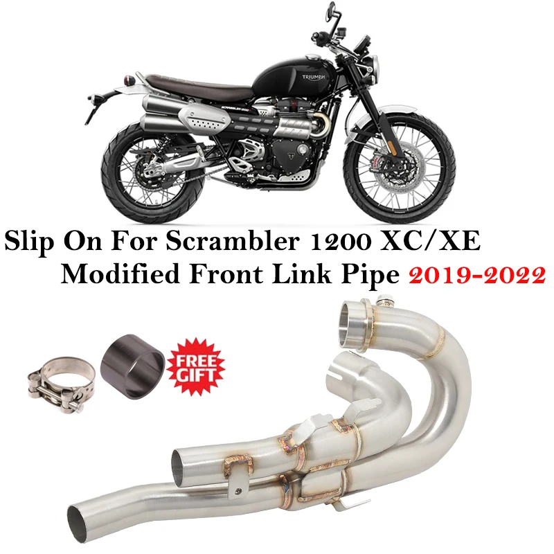 Slip On For TRIUMPH Scrambler 1200XC 1200XE 1200 XC XE 2019 - 2022 Motorcycle Exhaust System Escape Moto Front Link Pipe Muflle