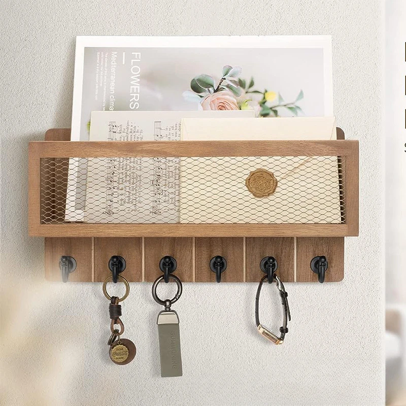 Key Holder Mail Organizer Wall Mount Key and Mail Holder Key Rack for Kitchen Living Room Mudroom Office